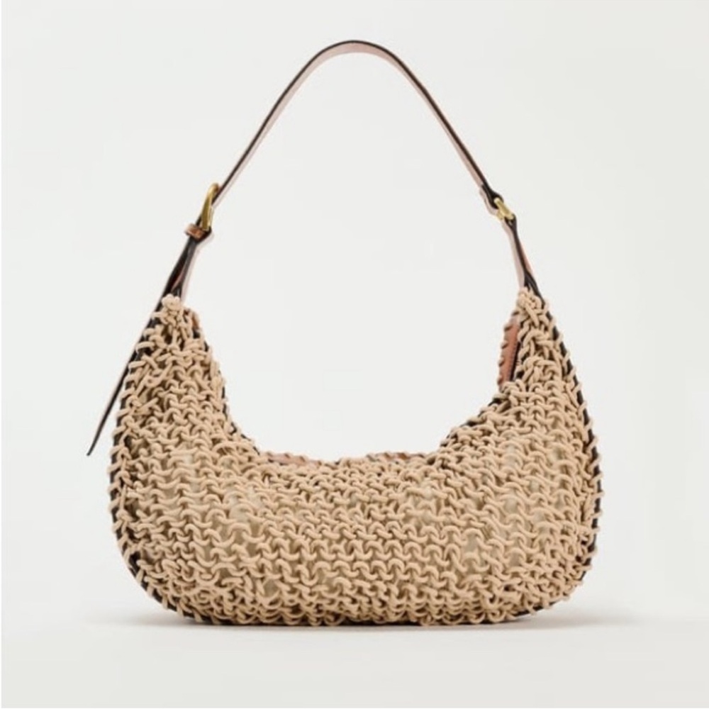 Zara Cream Knit Hobo Bag